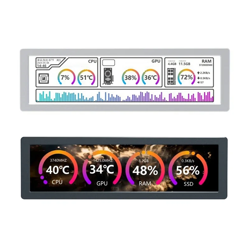 

8.8 Inch USB Monitor 1920X480 PC Case Secondary Screen Desktop RGB Ambient Screen,IPS Panel, Type-C Interface