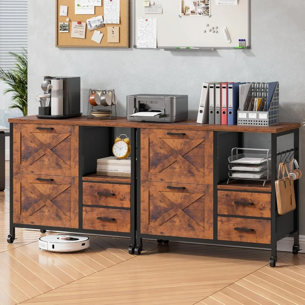 4 Drawers Filing Cabinet, File Cabinet for Home Office fits Letter/Legal/A4 Size Hanging Files, Printer Stand with Storag