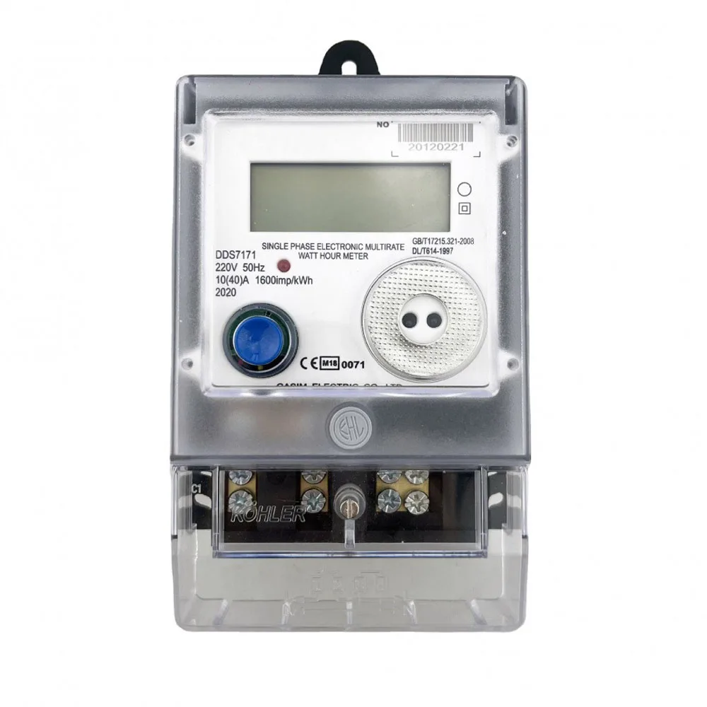 Elektrischer Energiezähler, einphasiger elektronischer Mehrfrequenz-Energiezähler, 99999,9 kWH, LCD-Display, 220–230 V, Fabrikzähler, Wandmontage