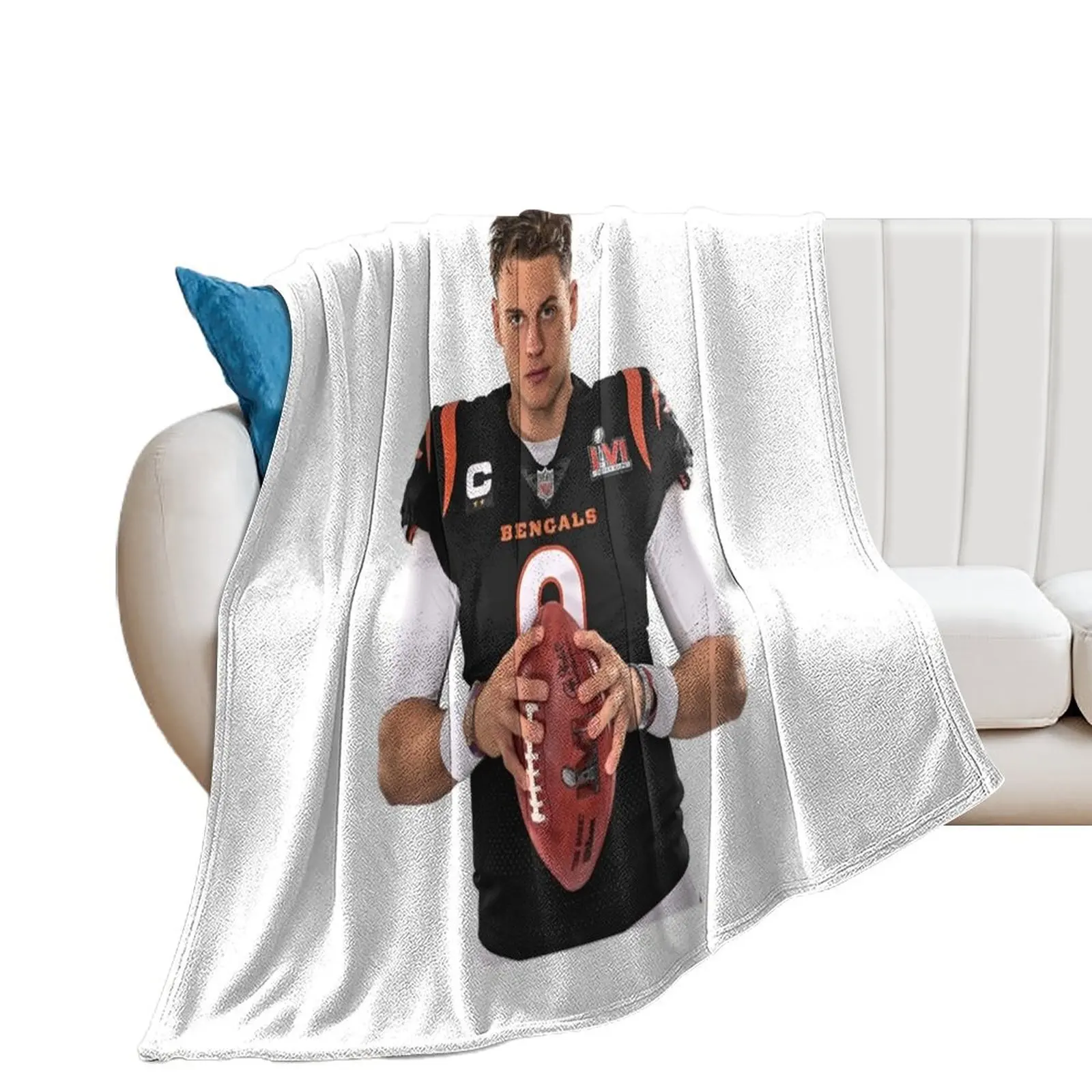 

Natural Soccer League Overcome Yourself Joe Burrow Graphic Gift Throw Blanket Soft Plaid Beach Quilt Soft Blankets