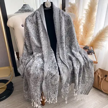 100% 羊毛圍巾 女士加厚羊絨冬季圍巾披肩 時尚女士羊絨圍巾 超大保暖圍巾 300克 8 最佳銷售 披羊絨女 - №7
