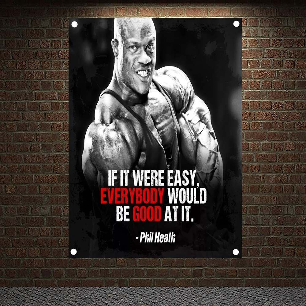 IF IT WERE EASY, EVERYBODY WOUL'D BE GOOD AT IT. Motivational Workout Posters Exercise Bodybuilding Fitness Banners Gym Flags