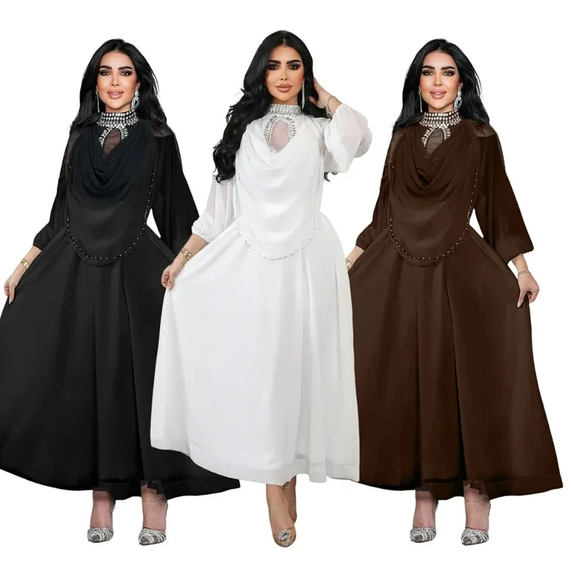 

African Dresses For Women Elegant Polyester Muslim Fashion Abayas Dashiki Robe Kaftan Long Maxi Dress Turkish Africa 2026 New