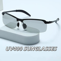 Rimless Photochromic Sport Sunglasses Vintage Metal Frame Polarized Driving Running Goggles Sun Glasses Anti-Glare Sport Eyewear
