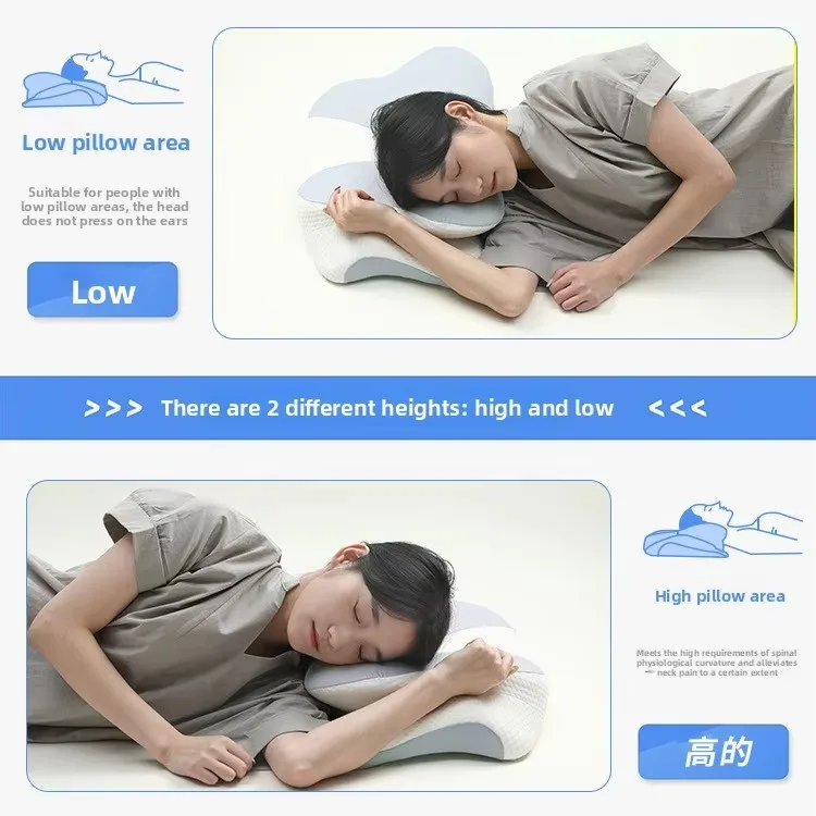 Cross-border New Memory Pillow Slow Rebound Memory Cotton Pillow Neck Pillow Breathable Soothing Cervical Spine Special-shaped P