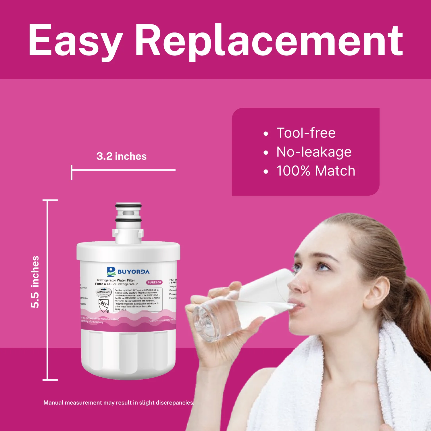 LT500P 5231JA2002A Filtro De Agua Para Refrigerador Repuesto Compatible Con for LG ADQ72910901, for Kenmore 9890 46-9890, for LFX25974ST, for LMX25964ST, 3PACK