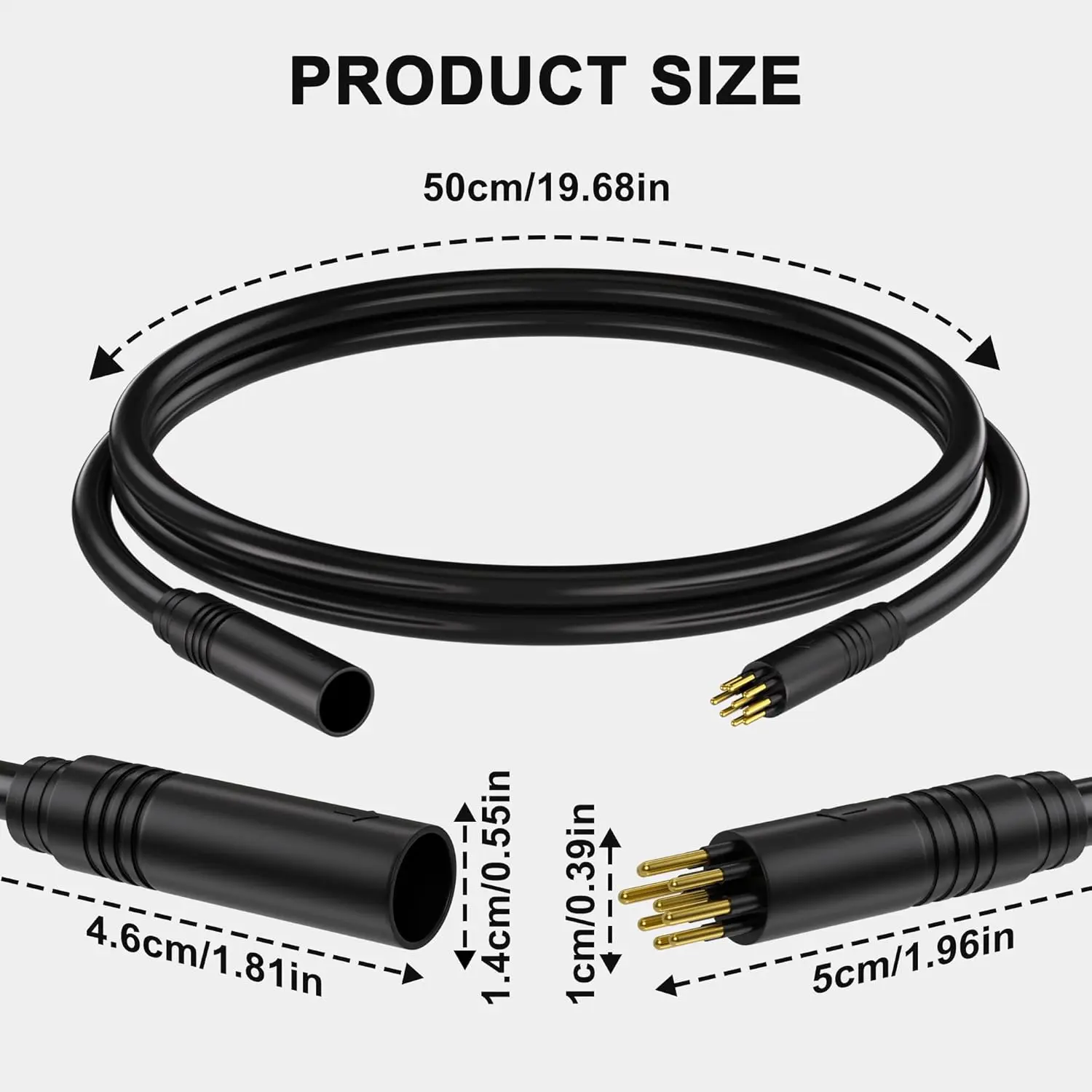 Nulkomma E-Bike Motor Extension Cable 9 Pin Female to Male Waterproof Connection in E-Bike Conversion Kit Wheel (2PCS,50CM) view 4