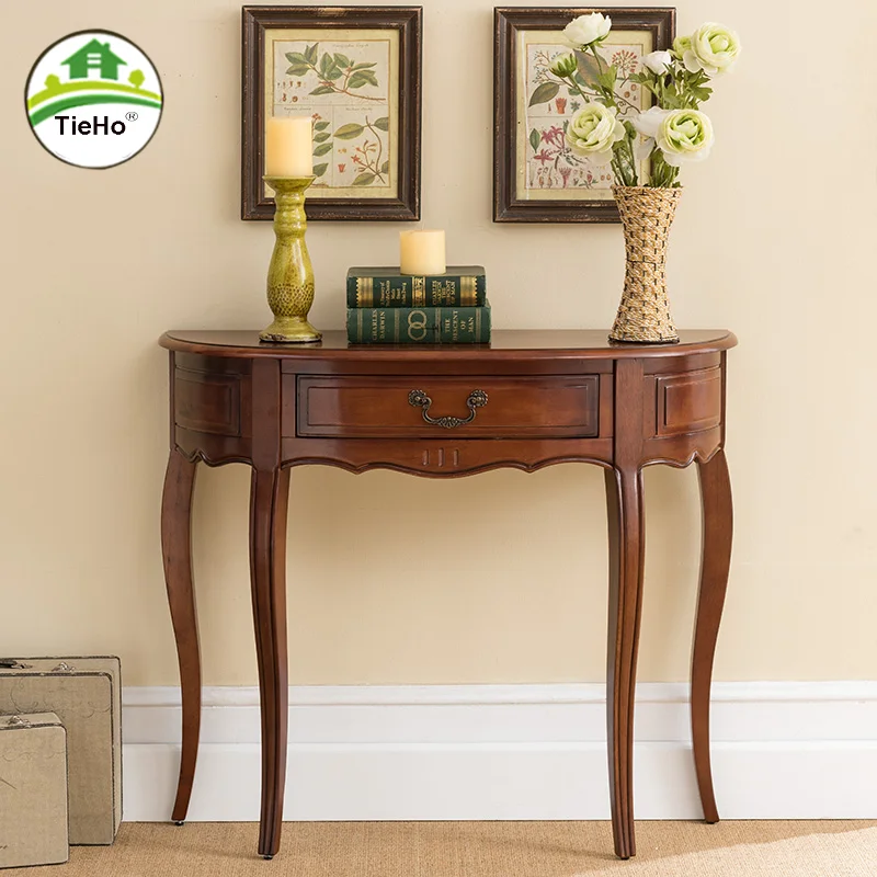 American Rubber Solid Wood Console Table With Drawer Living Room Ultra-narrow Side Table For Hallway Vintage Home Furniture