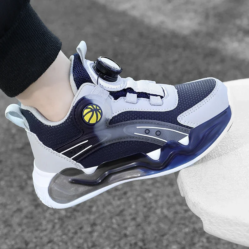

FAshionable Kids Basketball Shoes Swivel Button Design Children's Running Shoes Boys Fashion Sneakers Girls School Casual Shoes