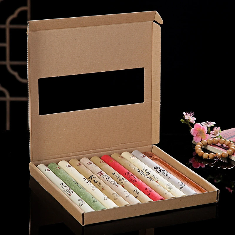 10 Scents Incense Sticks Natural Laoshan Sandalwood Gift Box Wooden Holder Agarwood Wormwood Incense Joss Sticks For Meditation