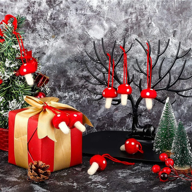 5 pezzi ornamento di funghi in feltro rosso per la casa decorazioni per l\'albero di natale natale natale Navidad 2023 decorazioni per la casa di