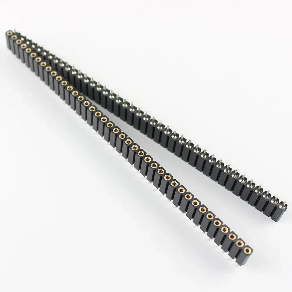 5pcs 2.54mm Pitch 40 Pin Female Single Row Straight Round Pin Header Strip Connector