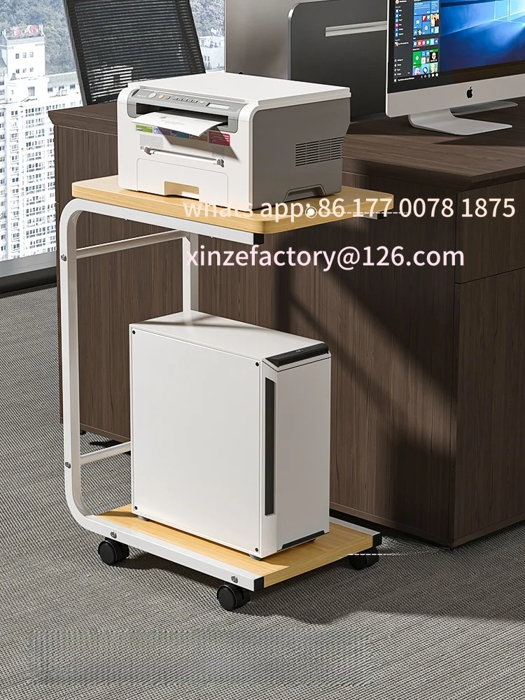 Base per custodia host desktop mobile più carina personalizzabile con ruote Materiale metallico per il posizionamento della stampante con stoccaggio intercato in un unico pezzo