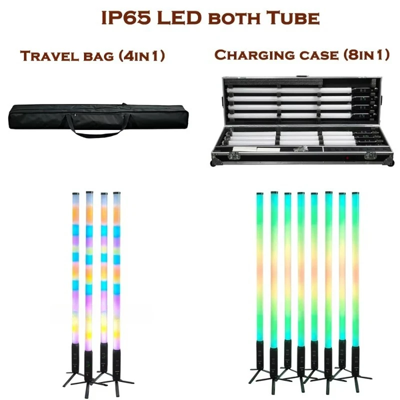 Dual 360° IP65 LED Pixel Tube Light Battery Wireless DMX Full Color Stage Lamp For Wedding DJ Party