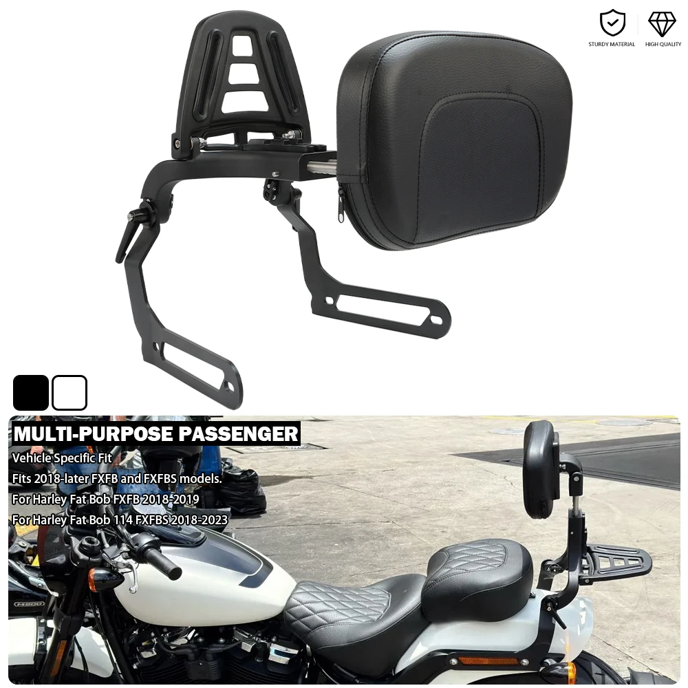 Multi-Purpose Driver Passenger Backrest Rider Sissy Bar Luggage Rack Mount Kit Fits For Harley Fat Bob FXFB 114 FXFBS 2018-2023