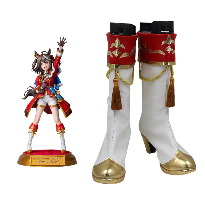 Jogo bonito derby kitasan preto cosplay sapatos botas kitasan burakku festival menina cosplay botas para festa de halloween adulto mulher