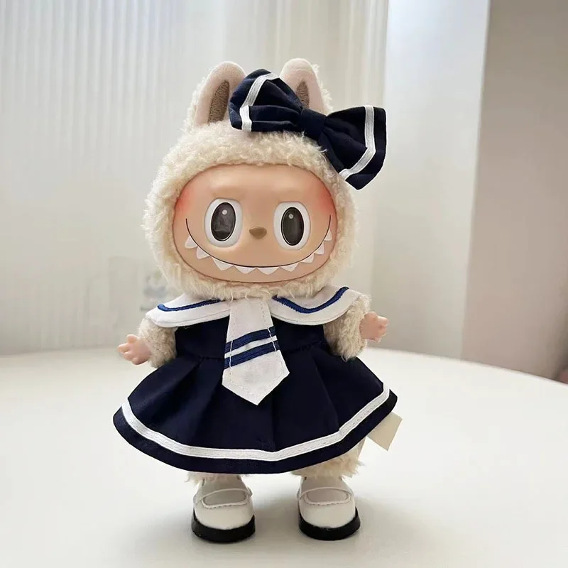 17 centimetri Mini Peluche Vestiti della Bambola Vestito Accessori Per La Corea Kpop Eso Labubu Idol Bambole stile Britannico vestito Abbigliamento Regalo