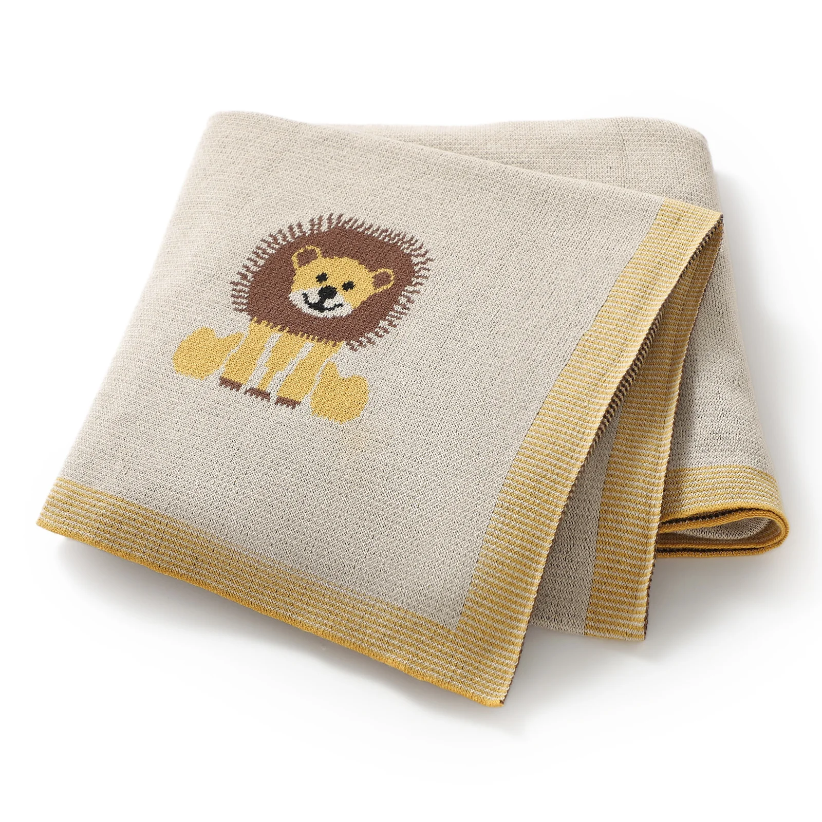 

Cute Cartoon Lion Knitted Baby Receiving Blanket 100% Cotton Super Soft Newborn Girls Boys Bedding Quilt Infant Stroller Swaddle