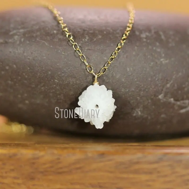 NM42462 Solar Quartz Necklace Angel Aura Quartz Necklace Stalactite Pendant Healing Crystal Necklace Gold Plated Chain