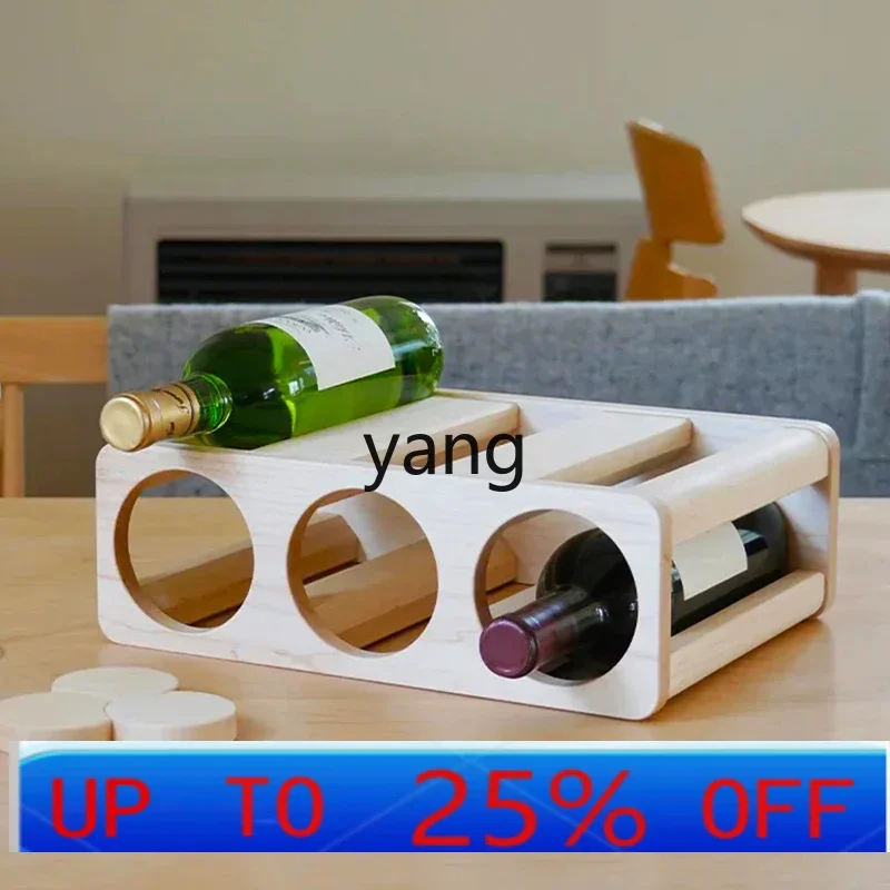 LTT high-grade solid wood wine rack ornament modern round hole lattice stackable combination display rack