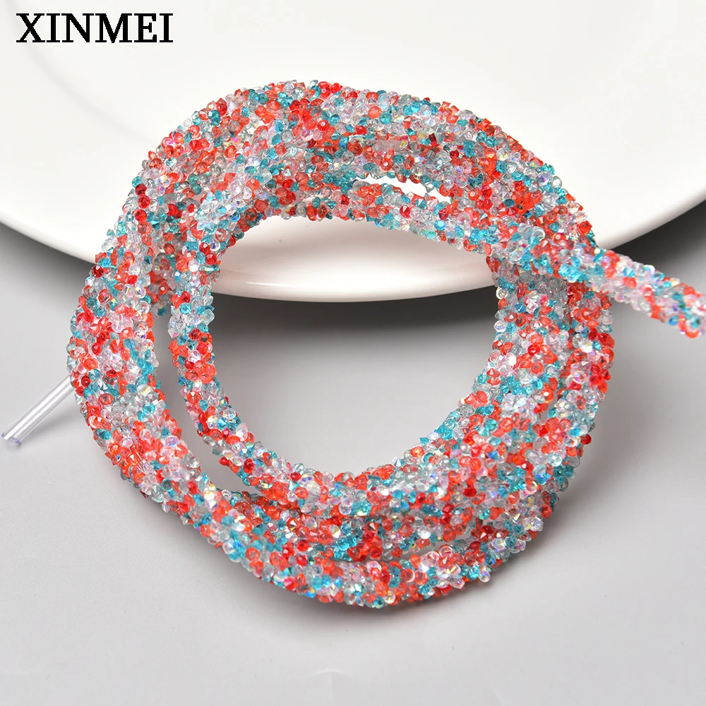 5 metri 6mm resina glitter strass corda tubo di cristallo colorato cavo taglio abbigliamento fai da te gioielli fascia per capelli decorazione del