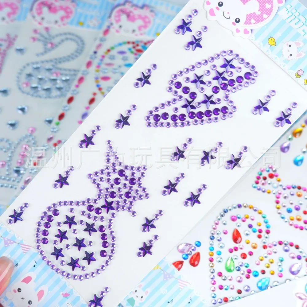 Bling Gem Rhinestones Stickers 1Sheet Colorful Self Adhesive Face/Body Diamond Stick on Gem Sticker for Kid Kindergarten Rewards