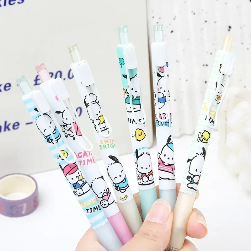 Sanrio 0.5mm Black Pen Anime Hello Kitty Kuromi Pochacco Retractable Cartoon Gel Pen Stationery for Kids Learning Supplies Gifts