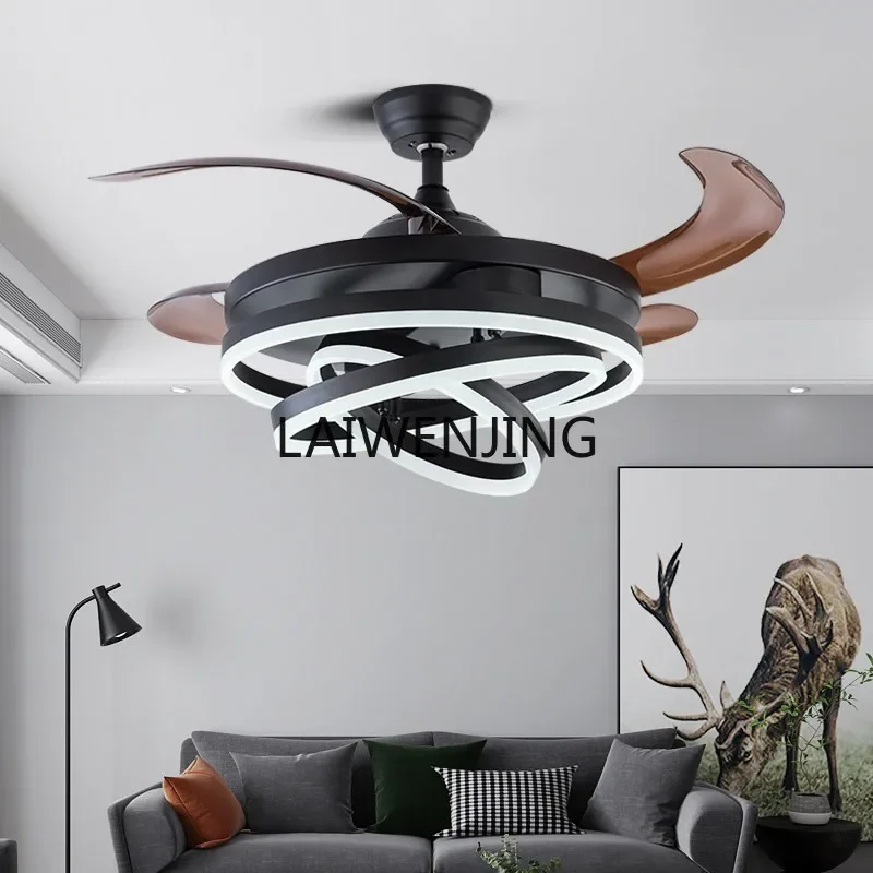 MJY light luxury living room dining room fan light bedroom intelligent frequency conversion silent wind