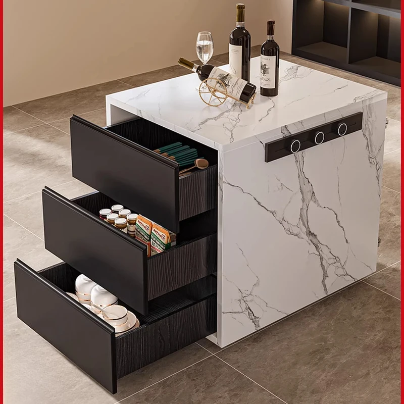 

French Vintage Slate Acrylic Floating Dining Table Integrated Kitchen Dining Room Multi-function Sink Guide Table