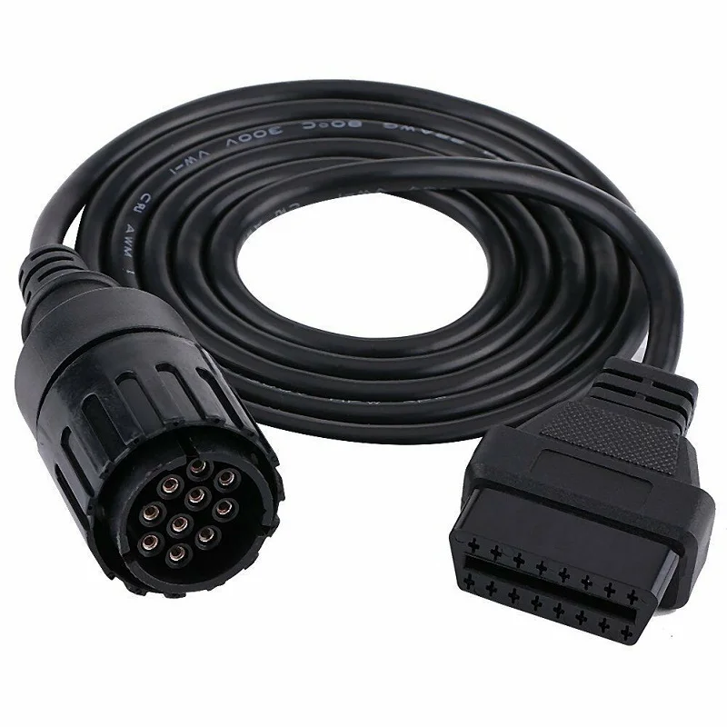 BMW 10 Pin OBD to 16 Pin OBD2 Adapter Cable Convertor For  Diagnostic Scanner Black ABS Metal Connect Tool Cables Accessories yun yifree update 2 years launh x431 pro3s pad5 v2 0 auto obd2 full system ecu coding key programming escaner diagnostic tool