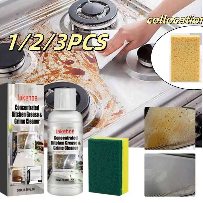 Kitchen Oil Stain cleaners Set with Sponge Brush Range Hood Oven Stubborn Oil Stain Net Multifunctional Dirt foam cleaner