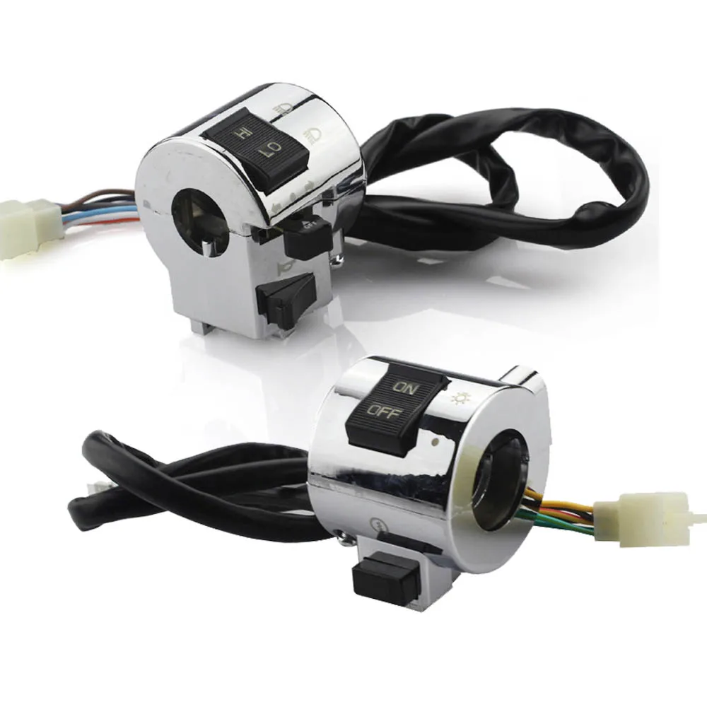 

1 Pair Right and Left Side Chrome Plated Control Switch for 25mm Handlebar GY6 Moped Retro Vintage Scooter 50cc 125cc 150cc