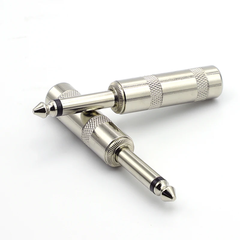 10pcs 6.35mm Mono 1/4 inch Plug Jack Male Connector nickel Plated Guitar Effects Pedal Microphone Connector