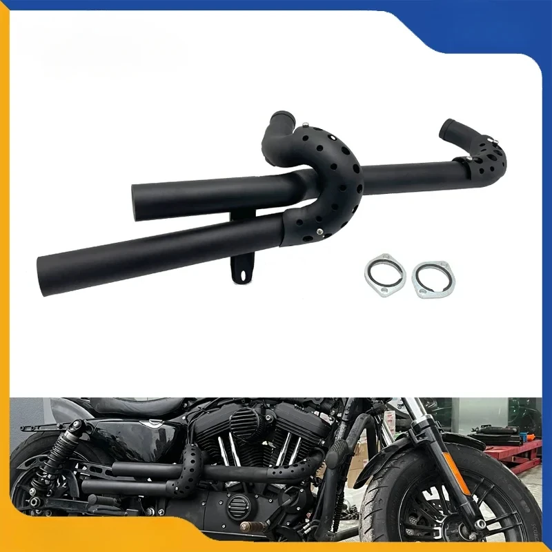 For Harley Tough Guy XL883 1200 X48 72 Modified Double Layer Vintage Exhaust with Silencer