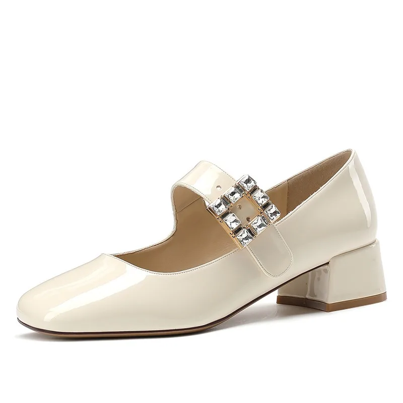 

【Measure Your Feet Length Before Order】Crystal Buckle Sweet Luxry Designer Woman Pump Round Toe High Heel Dress Shoe 175-CHC-33
