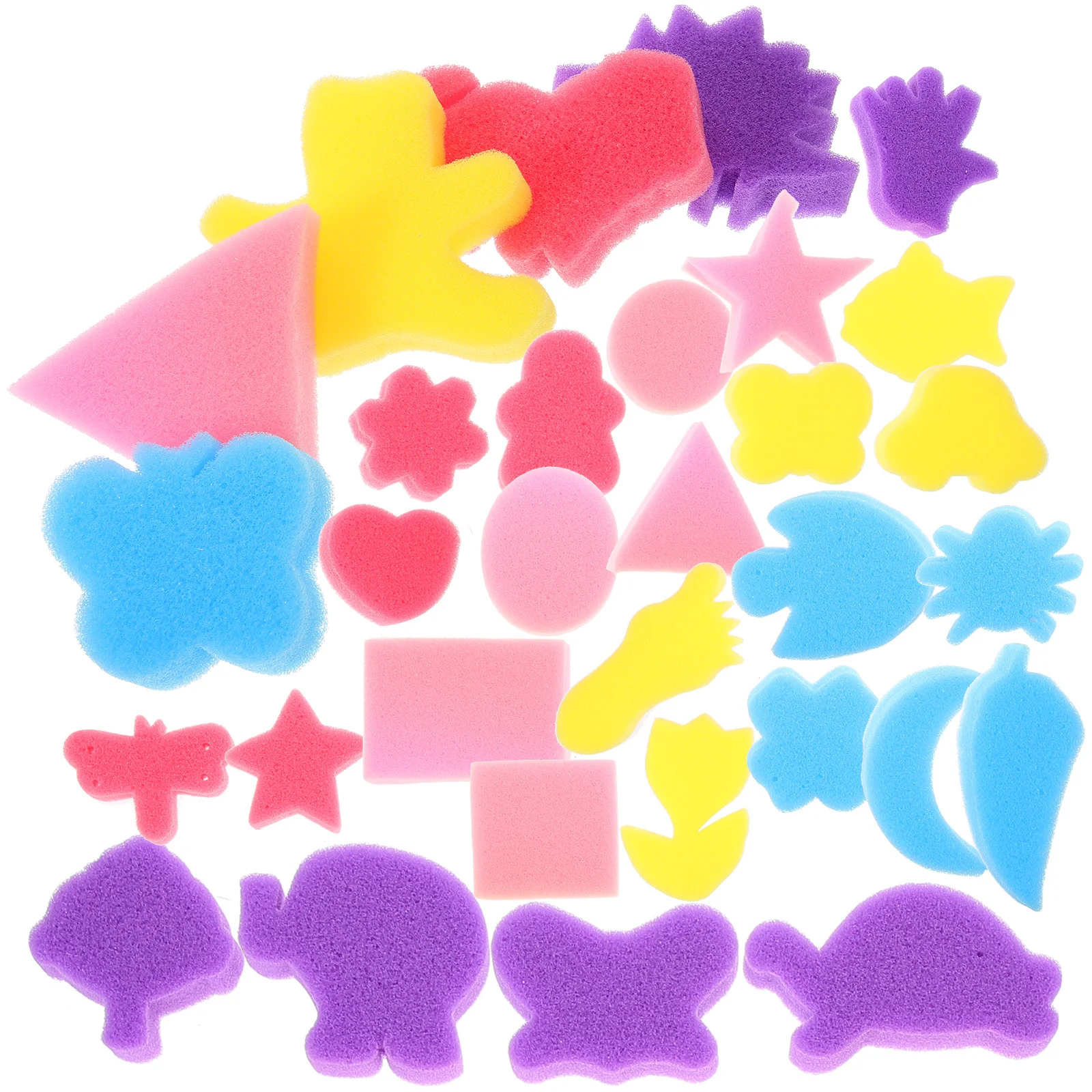 30pcs DIY Sponge Painting Animal Shaped Craft Sponge Assorted Pattern Early Learning Sponge for Kids (Mixed Pattern and Mixed Co