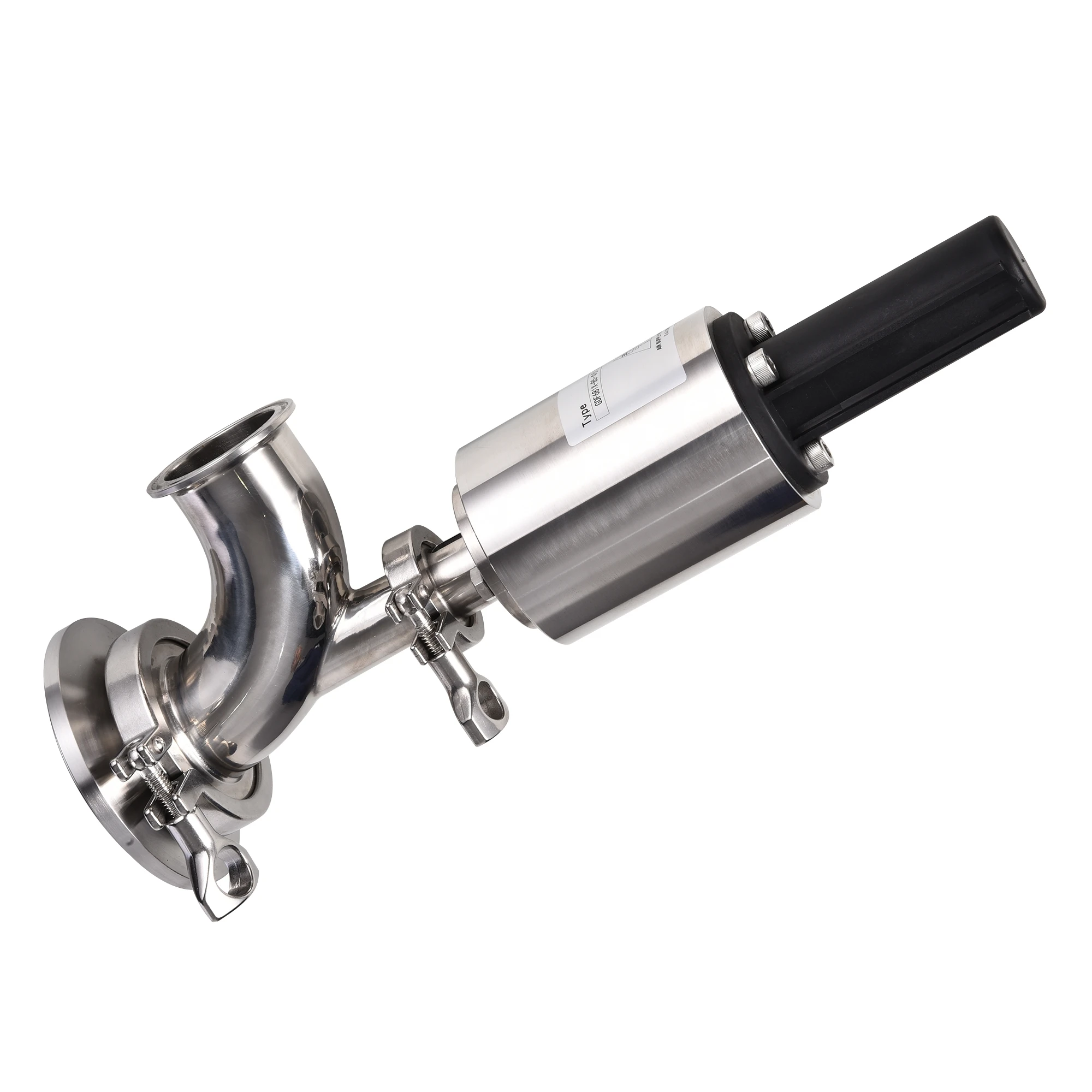 Food Grade Sanitary Stainless Steel SS304 SS316L Elbow Type Pneumatic Tank Bottom Valve