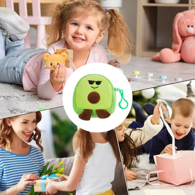 Portamonete cartone animato avocado Portamonete frutta Portafoglio piccolo Porta cambio cartone animato Ciondolo borsa in peluche avocado alla moda Piccolo morbido