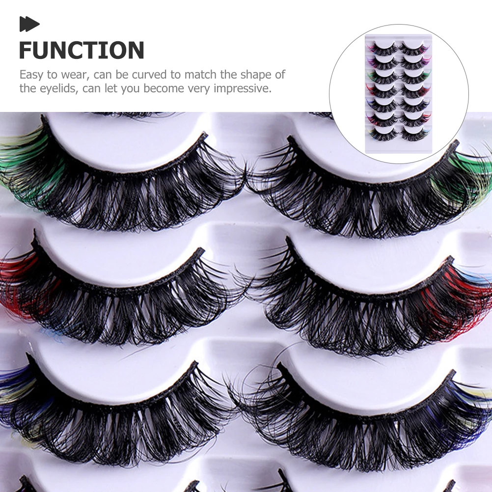 

7Pairs Curly Colored Lash Extensions for Women Eye-Catching False Lashes for Night Events Daily Wear DIY Beauty Kit
