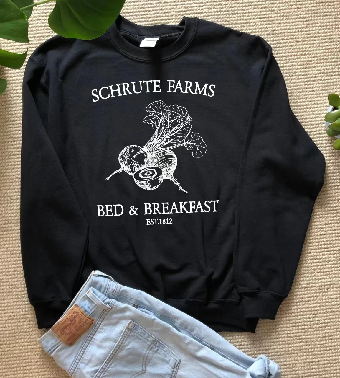 Schrute Farms Bed and Breakfast Slogan Women Sweatshirt Vintage Cartoon Radish Print Female Clothes New Stylish Girl Tops