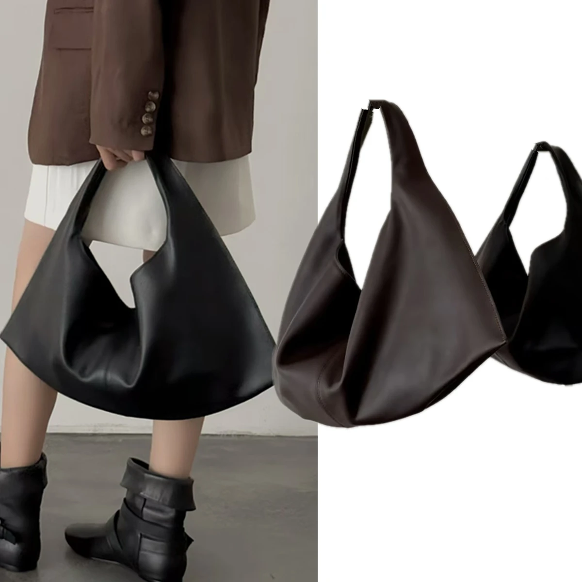 

Jenny&Dave French Retro Cowhide Large Capacity Handbag Minimalist Commuter Casual Women's Bag