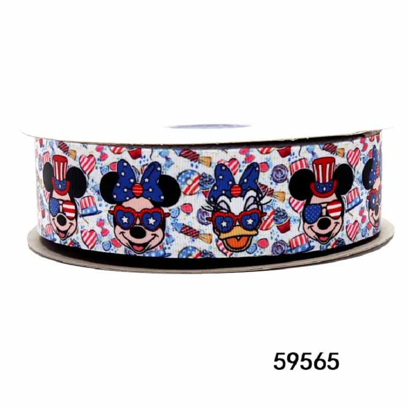 5Yards Disney Mickey Minnie Mouse Grosgrain Ribbon for DIY Gift Bows Decoration Sewing Accessories