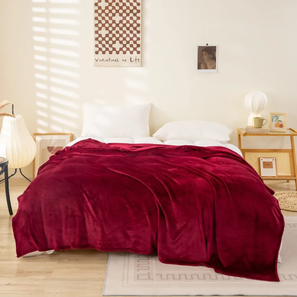 

Bedding Accessory Solid Color Flannel Blanket Skin-friendly Thickened Summer Sleep Blanket Thin Cover Blanket Bedroom