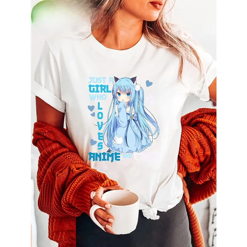 

Женская футболка с короткими рукавами и забавным принтом в стиле аниме с рисунком кота, повседневный женский модный топ в стиле Харадзюку с мультяшным принтом и круглым вырезом