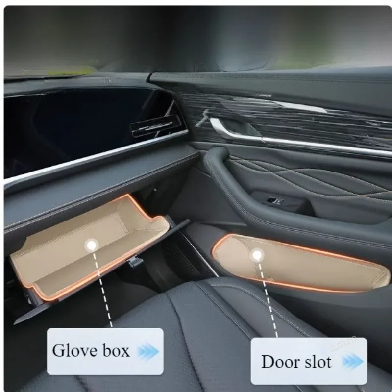 For Geely Monjaro Xingyue L 2021-2025 Car Door Slot Organizer Box Leather Glove Box Storage Groove Pad Interior Accessories