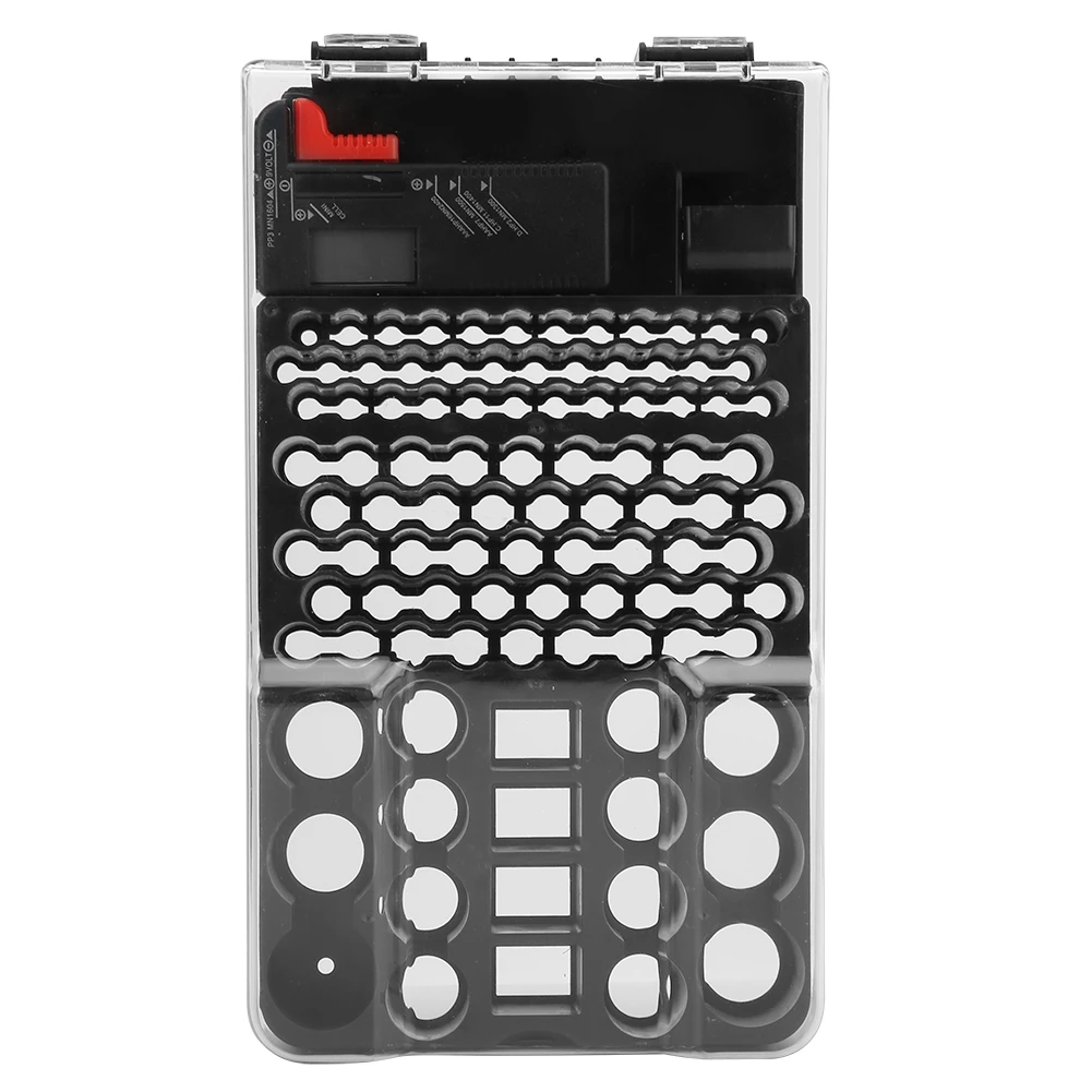 104グリッドポータブルバッテリーオーガナイザー収納ボックスキャリングケースホルダー（バッテリーテスター付き）
