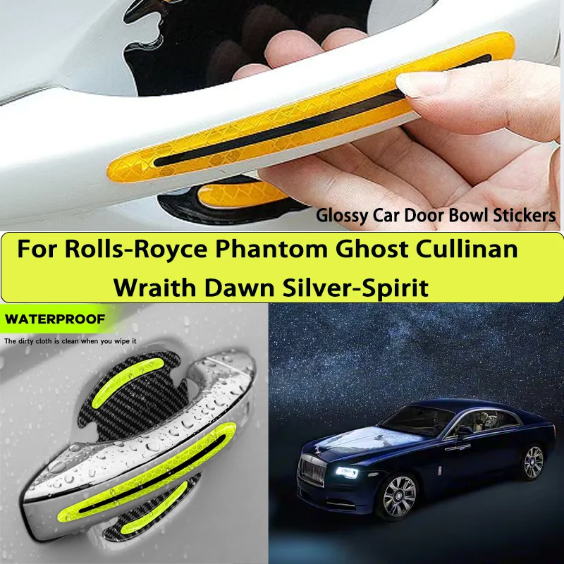 Reflective Car Stickers Car Door Handle for For Rolls-Royce Phantom Ghost Cullinan Wraith Dawn Silver-Spirit