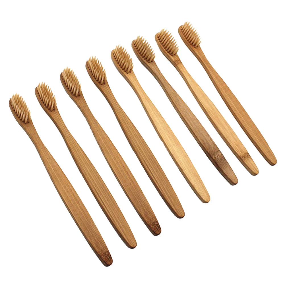 

8pcs Bamboo Toothbrushes Biodegradable Soft Bristles Eco-Friendly Oral Care Sustainable Wooden Handle Teeth Cleaning