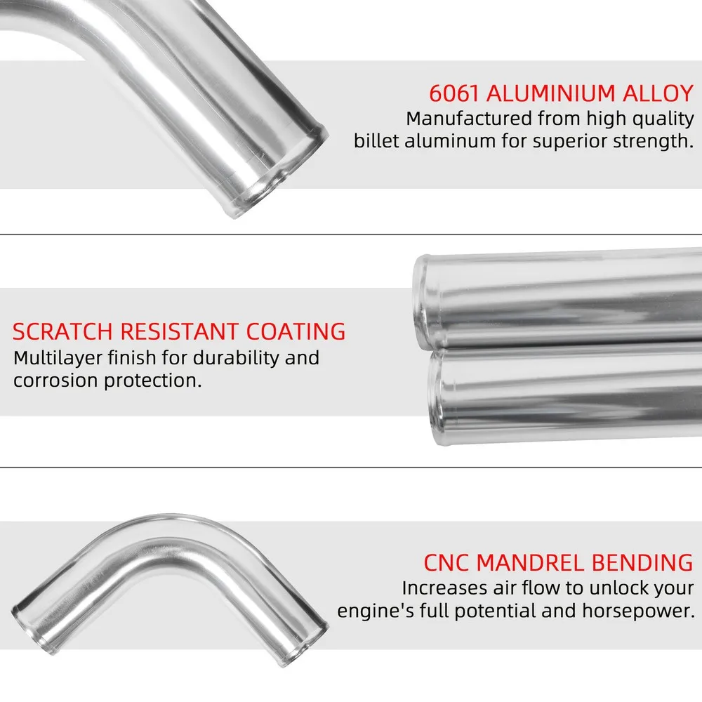 3" inch universele aluminium turbo-intercooler pijpleidingsset + slang + klem rood