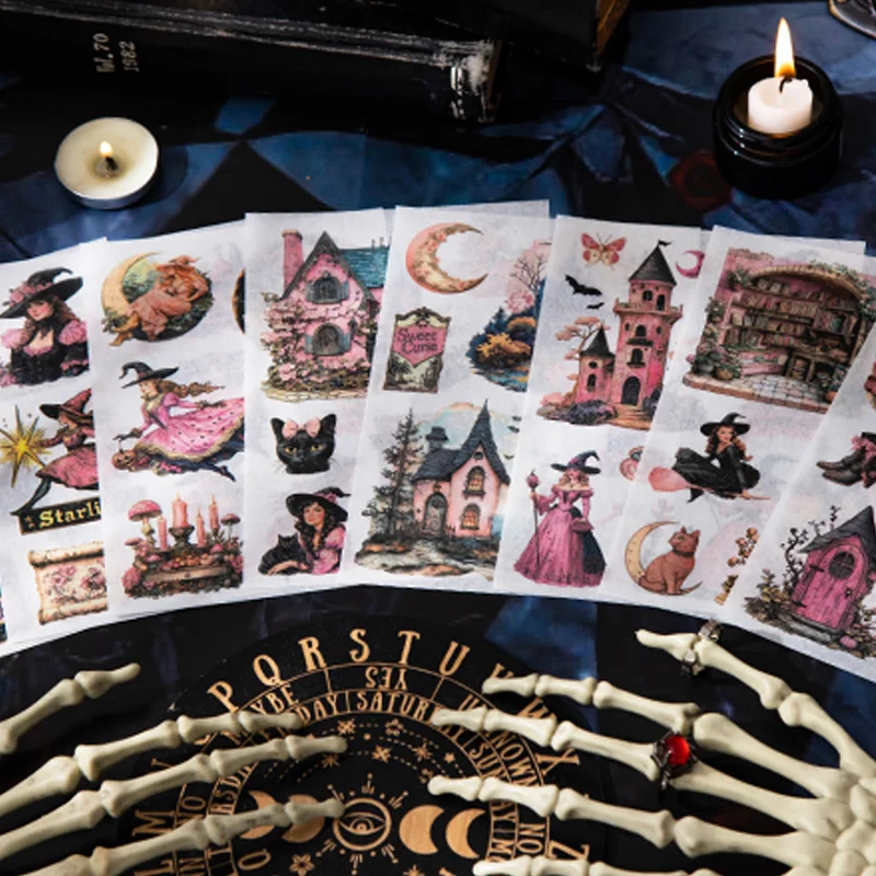 20pcs Midnight Party Gothic Sticker Book, Dark Style DIY Decals for Journal Scrapbook Photo Frame Laptop Album Calendar Decor